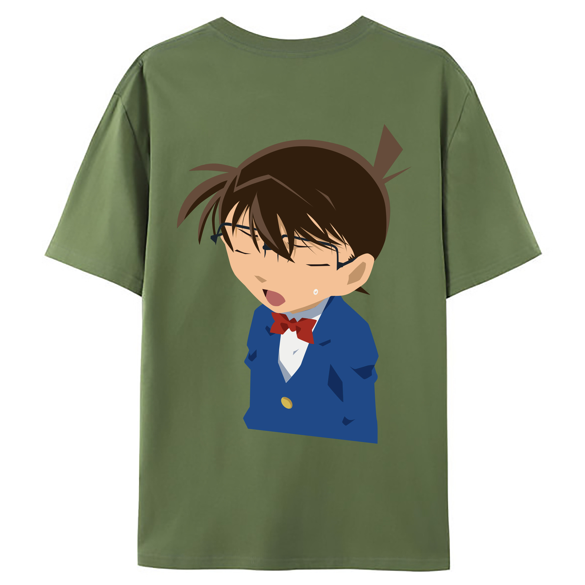 （画像用） 名探偵コナン 江戸川 コナン Detective Conan Conan Edogawa 綿100％ メンズ半袖Tシャツ（バックプリント） 通気性